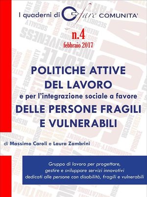 cover image of Politiche attive del lavoro e per l'integrazione sociale a favore delle persone fragili e vulnerabili